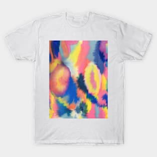 Blue yellow pink tie and dye watercolor artwork T-Shirt